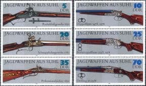 Germany (DDR) 1978  Sporting Shotguns/ Rifles/ Hunting Guns/ Shooting/ Weapons  6v set  (n27023a)