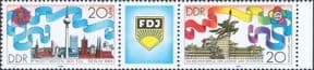 Germany (DDR) 1989  World Youth Festival/ Buildings/ Emblems  2v set + lbl  (n27023f)