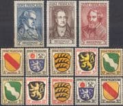 Germany (French Zone) 1945 Goethe/ Schiller/ Heine/ Coats-of-Arms/ Poets/ WWII/ War 13v set (n45859)