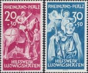 Germany (Rhineland) 1948 Ludwigshafen Explosion Fund/ Saints/ Horses 2v set (n46852)