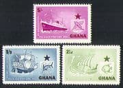 Ghana 1957 Black Star Shipping Line/ Ships/ Boats/ Transport/ Sailing/ Vikings 3v set (n32201)