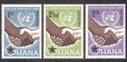 Ghana 1958 UN Day / Hands / Handshake / United Nations / Animation 3v set (n39580)