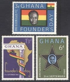 Ghana 1960 Founder's Day  /  Nkrumah  /  Map  /  National Flag  /  Politics  /  Politician 3v n39591