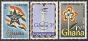 Ghana 1961 Republic Day / Eagle / Column / Flags / Flower / Animation 3v set (n39595)