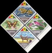 Ghana 1967 Leopard/ Butterfly/ Bee-eater/ Deer/ Animals/ Birds/ Insects/ Nature 4v set (n46419)