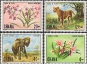 Ghana 1970 Lion/ Elephant/ Orchid/ Animals/ Flowers/ Nature/ Wild Cats 4v set (b3068)