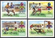 Ghana 1975 Space/ Apollo-Soyuz Link Up/ Football/ Soccer/ Sports/ Surcharge/ Overprint 4v set o/p (n41800)