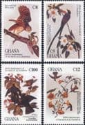 Ghana 1985 JJ Audubon/ Owl/ Flycatcher/ Pigeon/ Mango/ Birds/ Nature/ Art/ Wildlife 4v set (b126b)