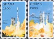 Ghana 1993 Rockets/ Space/ Science/ Aviation/ Transport/ ESA/ NDASA 2v set (s1668k)