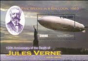 Ghana 2005 Jules Verne/ Writer/ Books/ Adventure/ Literature/ Airship/ Aviation 1v m/s (n13628b)