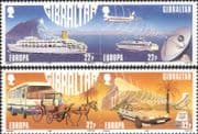 Gibraltar 1988 Europa/ Communications/ Transport/ Car/ Bus/ Plane/ Ships 4v set (2 x prs) (ex1122)