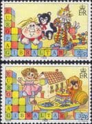 Gibraltar 1989 Europa/ Children's Toys/ Dog/ Doll/ Clown/ Panda/ Train/ Boat 2v set (n46375)