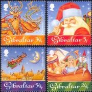 Gibraltar 1995 Christmas/ Greetings/ Toys/Teddy Bear/ Doll/ Clown/ Santa/ Reindeer 4v set n22898