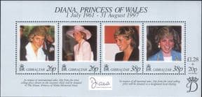 Gibraltar 1998  Diana, Princess of Wales/ Royalty/ Royal/ People  4v m/s  (n18263)