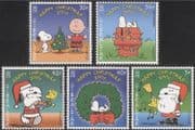 Gibraltar 2001 Christmas/ Snoopy/ Charlie Brown/ Peanuts / Cartoons/ Animation/ Dogs 5v set (b3418)
