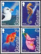 Gibraltar 2001 Europa/ Water/ Seahorse/ Gull/ Goldfish/ Flower/ Birds/ Fish 4v (b5527)