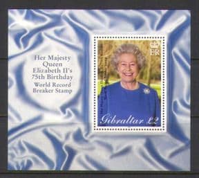 Gibraltar 2001 Queen Elizabeth 75th Birthday/ QEII/ Royalty/ People 1v m/s (n19762a)