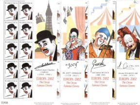 Gibraltar 2002 Europa/ Famous Clowns/ Circus/ People/ Entertainment/ Entertainers  4 x 10v shts (n22900b)