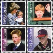 Gibraltar 2002 Prince Harry 18th Birthday/ Princess Diana/ Royalty/ People/ Royal 4v set (n27280)