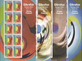 Gibraltar 2003 Europa/ Poster Art/ Drama/ Dance/ Music/ Art/ Dancing/ Violin  4 x 10v shts (s3817)