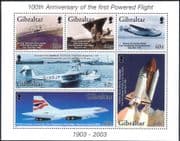 Gibraltar 2003 Powered Flight/ Concorde/ Space Shuttle/ Aviation/ Planes/ Aircraft 6v m/s (s6377)