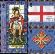 Gibraltar 2003 St George/ Flags/ Military Order/ Stained Glass/ Cross/ Dragon 3v set (b141j)