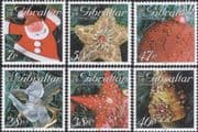 Gibraltar 2004 Christmas/ Greetings/ Tree Baubles/ Cherub/ Star/ Santa Claus 6v set (b8436n)