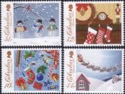 Gibraltar 2010 Christmas/ Santa Claus/ Snowmen/ Reindeer/ Music/ Clock 4v set (b8436q)