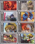 Gibraltar 2015 Firemen/ Emergency Services/ Rescue/ Fire Fighters/ Diver/ Diving 8v set (s662e)