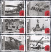 Gibraltar 2015 World War One/ WWI/ Military/ Soldiers/ Army/ Plane/ Ship/ Tank 6v set (s6390u)