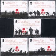 Gibraltar 2016 Battle of the Somme/ World War One/ WWI/ Military/ Army 5v set (s6390t)
