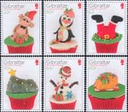 Gibraltar 2017 Christmas/ Greetings/ Cakes/ Monkey/ Penguin/ Snowman 6v set (s6390m)