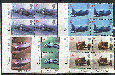 Great Britain (GB) 1998 Speed Records/ Motor Racing/ Cars/ Sports 5v set c/b (n17974)
