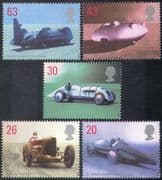 Great Britain (GB) 1998 Speed Records/ Motor Racing/ Cars/ Sports/ Transport 5v set (n17975)