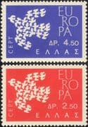 Greece 1961 Europa/ Doves/ Birds/ Nature/ Peace/ Animation/ Design 2v set (ex1033)