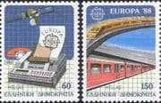 Greece 1988 Europa/ Communications/ Trains/ Rail/ Satellite/ Transport 2v set (ex1025b)