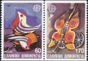 Greece 1989 Europa/ Children's Games/ Toys/ Birds/ Butterfly/ Bicycle/ Cycling 2v pr bklt (ex1064)