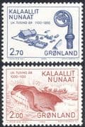 Greenland 1982 Whale/ Hunting/ Bishop's Staff/ Nature/ Marine/ Architecture 2v set (n44179)
