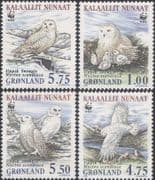 Greenland 1999 WWF/ Snowy Owls/ Raptors/ Birds/ Nature/ Wildlife/ Owl 4v set (b2634)
