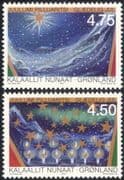 Greenland 2000 Christmas/ Greetings/ Landscape/ Stars/ Candles 2v set (n44709)
