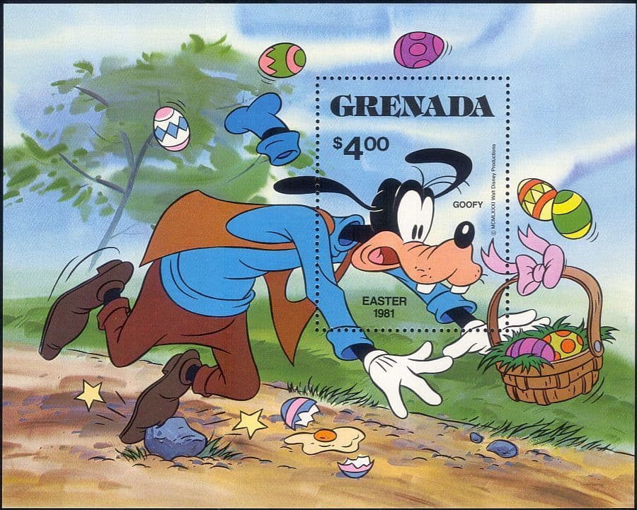 Grenada 1981 Disney/ Easter/ Goofy/ Egg Hunt/ Eggs/ Cartoons/ Animation
