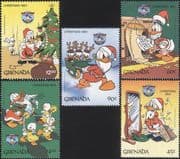 Grenada 1984 Christmas/ Disney/ Donald Duck/ Cartoons/ Animation 5v set (b413h)