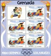 Grenada 1984 Disney/ Hiawatha/ Kayak/ Olympics/ Sports/ Cartoons/ Animation/ Boats 5v sht (b798f)