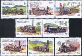 Grenada 1984  Steam Engines/ Locomotives/ Trains/ Railways/ Transport  8v set  (s703r)