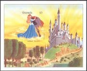 Grenada 1987 Disney/ Sleeping Beauty/ Castle/ Films/ Cinema/ Animation/ Cartoons/ IMPERF m/s d00281