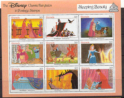 Grenada 1987 Disney / Sleeping Beauty / Film / Owl sht s5754