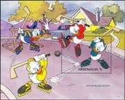 Grenada 1992 Disney/ Donald Duck/ Nephews/ Hockey/ Sports/ Cartoons/ Animation 1v m/s (b409g)