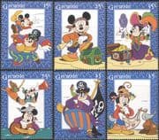 Grenada 1995 Disney/ Pirates/ Mickey/ Minnie/ Goofy/ Big Pete/ Cartoons/ Animation 6v set (d00273)