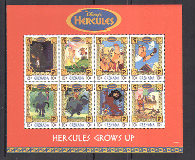 Grenada 1998 Disney / Hercules / Cat / Horse / Film sht n13512
