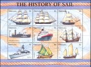 Grenada 1998 Ships/ Sailing/ Paddle-steamer/ Navy/ Boats/ Transport 9v sht (b1912b)